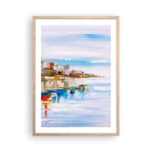 Affiche dans un chêne clair - Poster - Un havre urbain multicolore - 50x70 cm