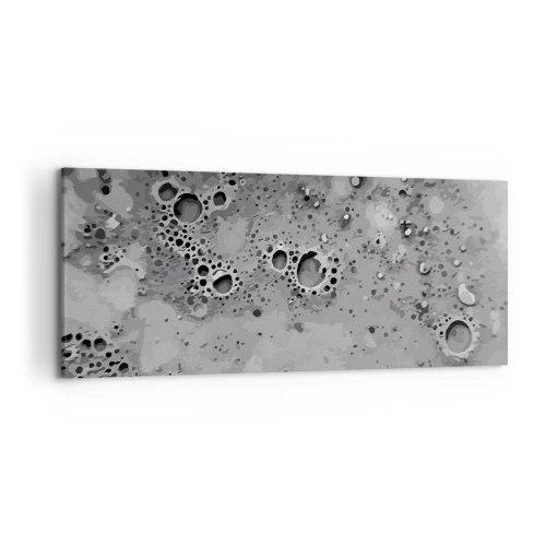 Impression sur toile - Image sur toile - Motif de bulles abstrait noir et blanc - 120x50cm - Comme un paysage lunaire - Décoration murale moderne pour le salon et la chambre ARTTOR
