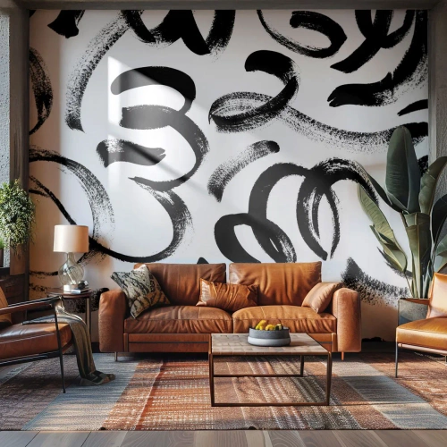 Papier Peint Photo Premium Canvas - Noir sur blanc - Art moderne, La modernité, Motifs - 300x210 cm