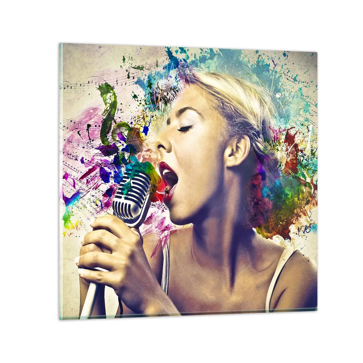 Impression sur verre - Image sur verre - Peindre le monde avec sa voix - 60x60 cm