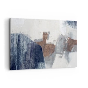 Impression sur toile - Image sur toile - Formes abstraites dans des tons de bleu et de marron - 120x80cm - Formes bleues et brunes - Décoration murale moderne pour le salon et la chambre ARTTOR