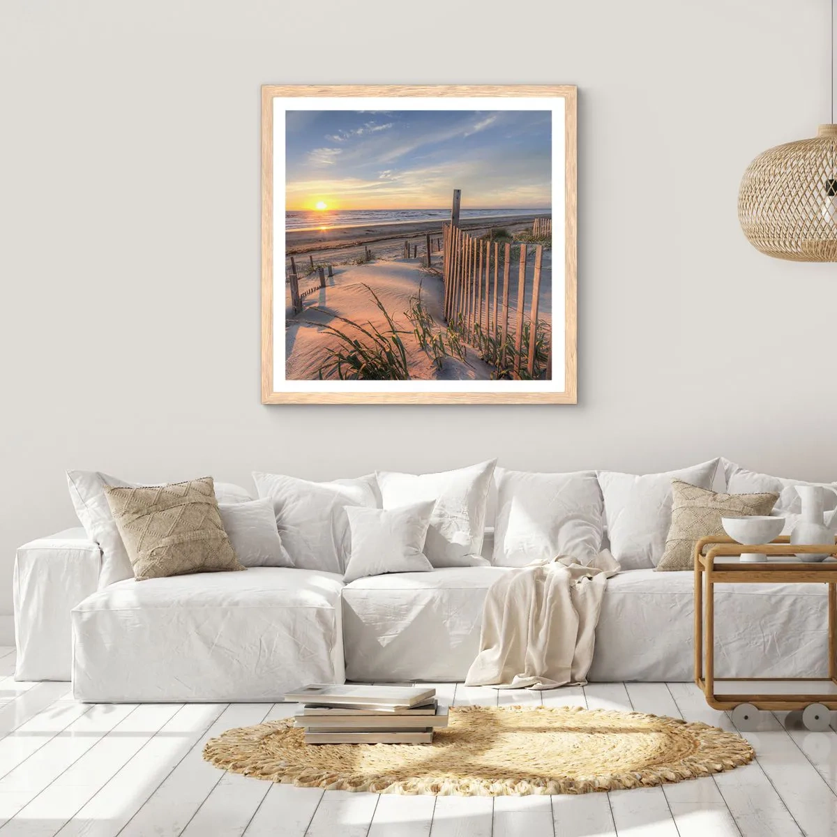 Affiche dans un chêne clair - Poster - Ombre et brillance du vent - 40x40 cm