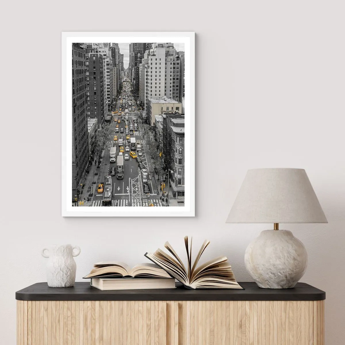 Affiche dans un cadre blanc - Poster - La vie new-yorkaise - 40x50 cm