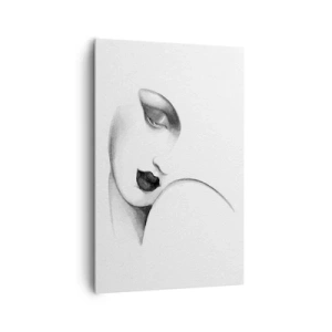 Impression sur toile - Image sur toile - Un portrait subtil d'une femme dans un style monochrome - 80x120cm - Dans le style de Lempicka - Décoration murale moderne pour le salon et la chambre ARTTOR