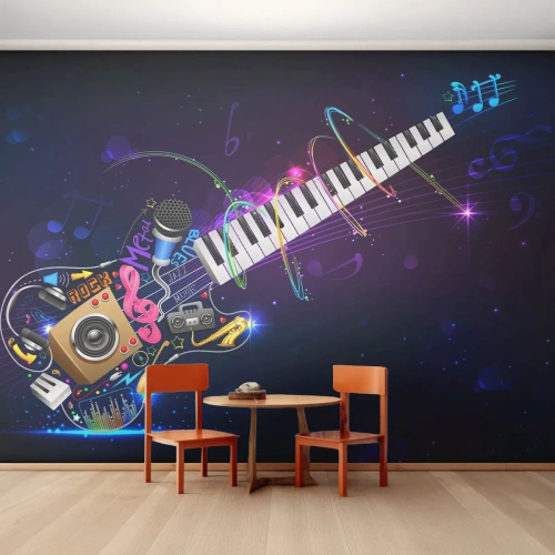 Papier Peint Autocollant Deluxe Sticker - Et tout va bien - Abstraction, Un instrument de musique, Musique - 250x175 cm