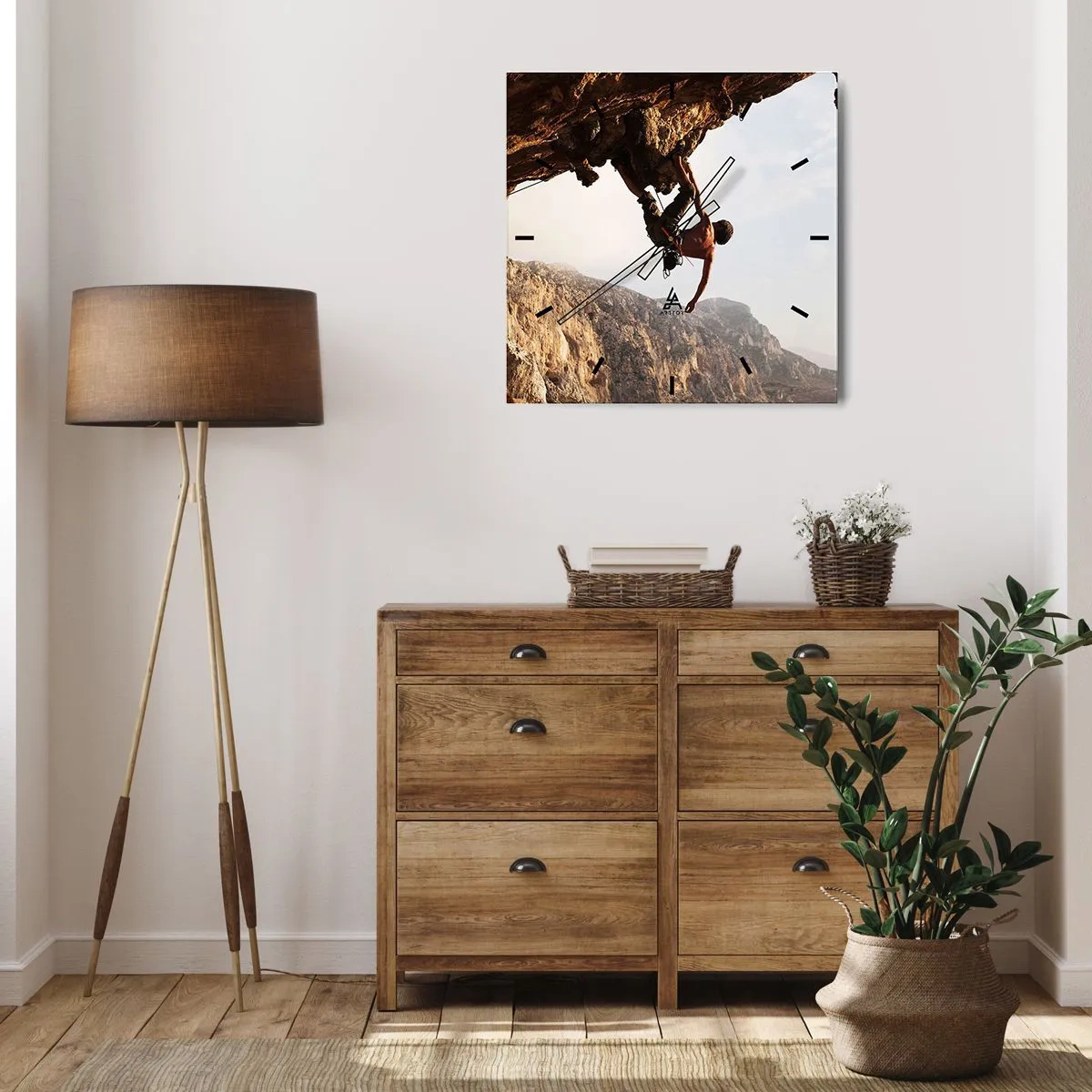 Horloge murale - Pendule murale - Le monde rétréci dans une main sur une coupe de rocher - 40x40 cm