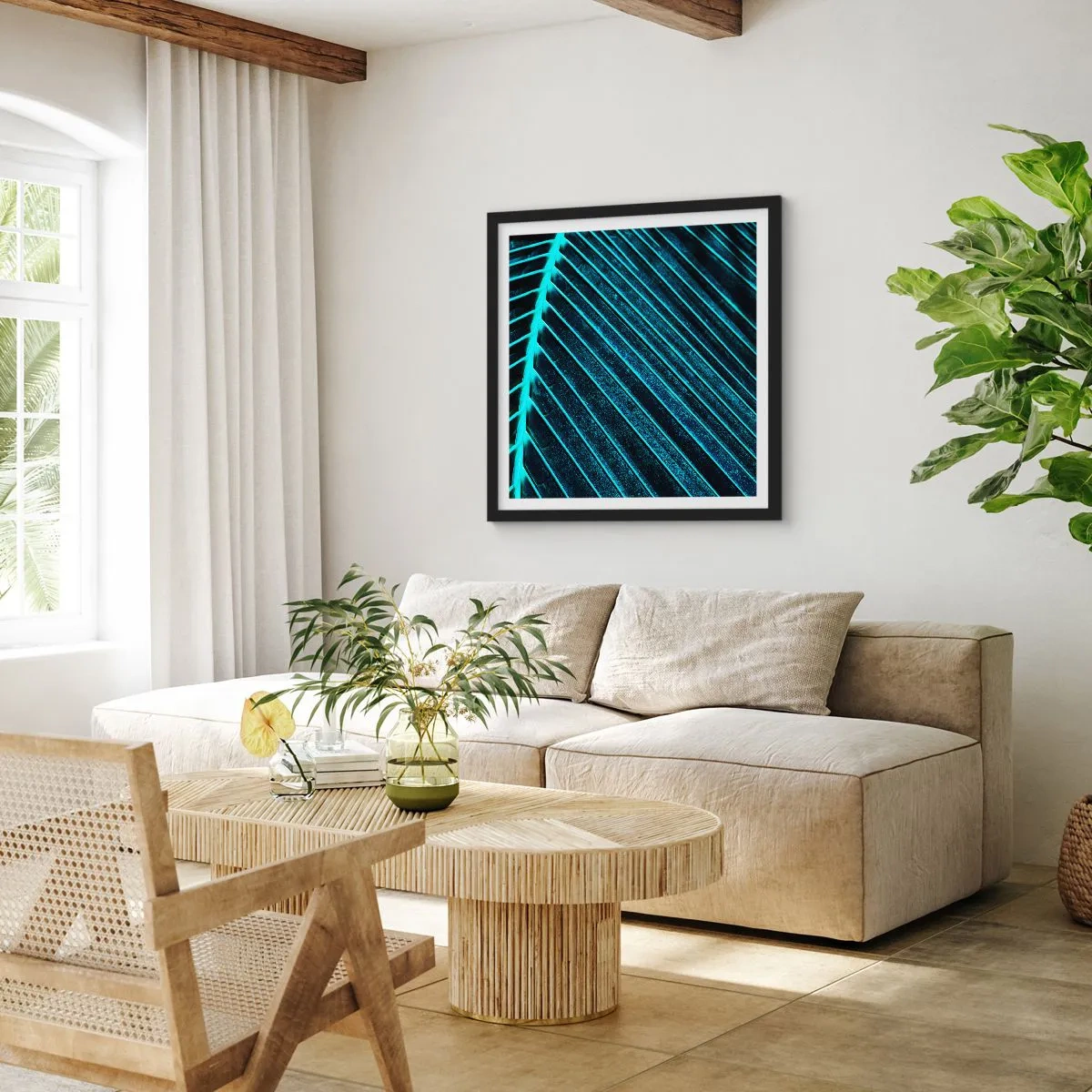 Affiche dans un cadre noir - Poster - Texture verte - 40x40 cm