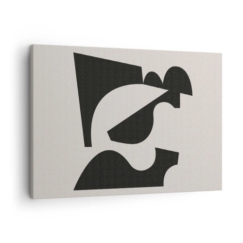 Impression sur toile - Image sur toile - Composition géométrique abstraite en noir et blanc - 70x50cm - À monter soi-même - Décoration murale moderne pour le salon et la chambre ARTTOR