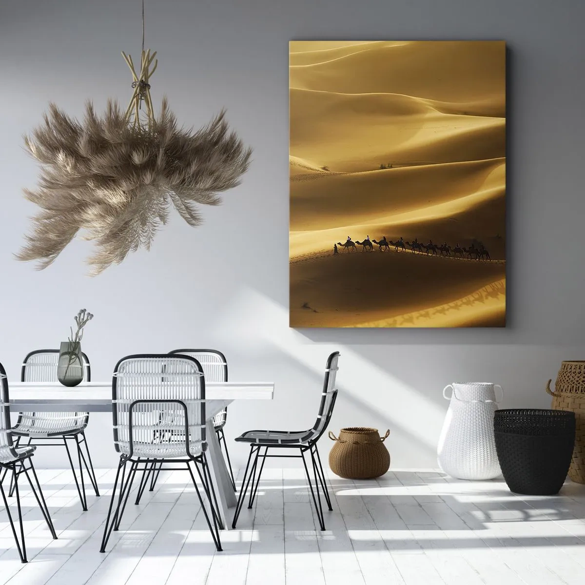 Impression sur toile - Image sur toile - Caravane sur les vagues du désert - 65x120 cm