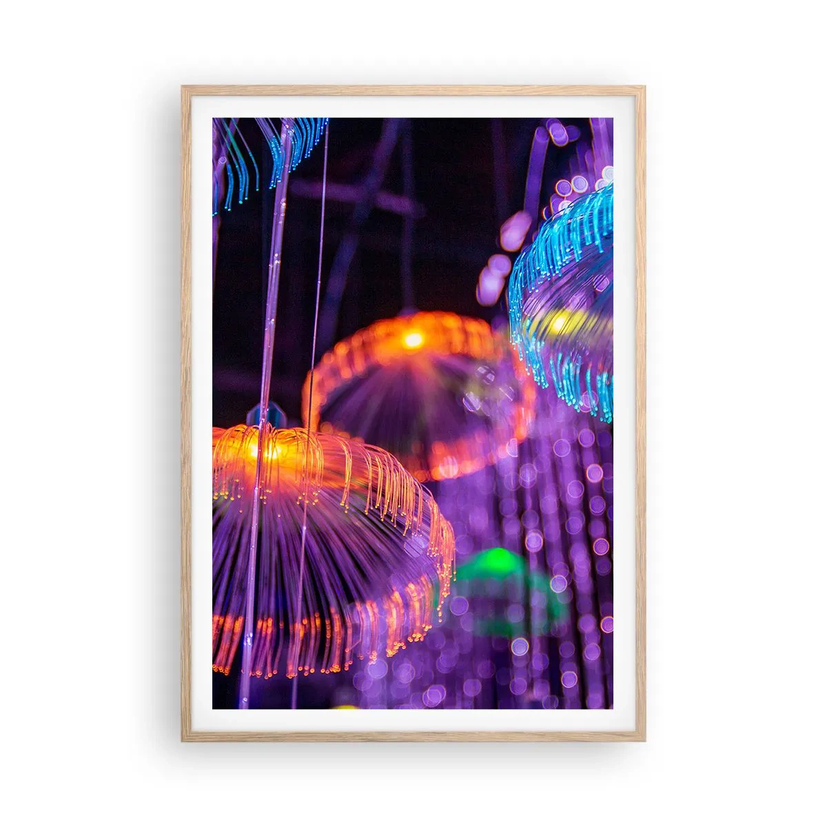 Affiche dans un chêne clair - Poster - Fontaine lumineuse - 70x100 cm