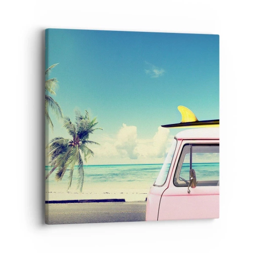 Impression sur toile - Image sur toile - Il est temps de commencer les vacances - 40x40 cm