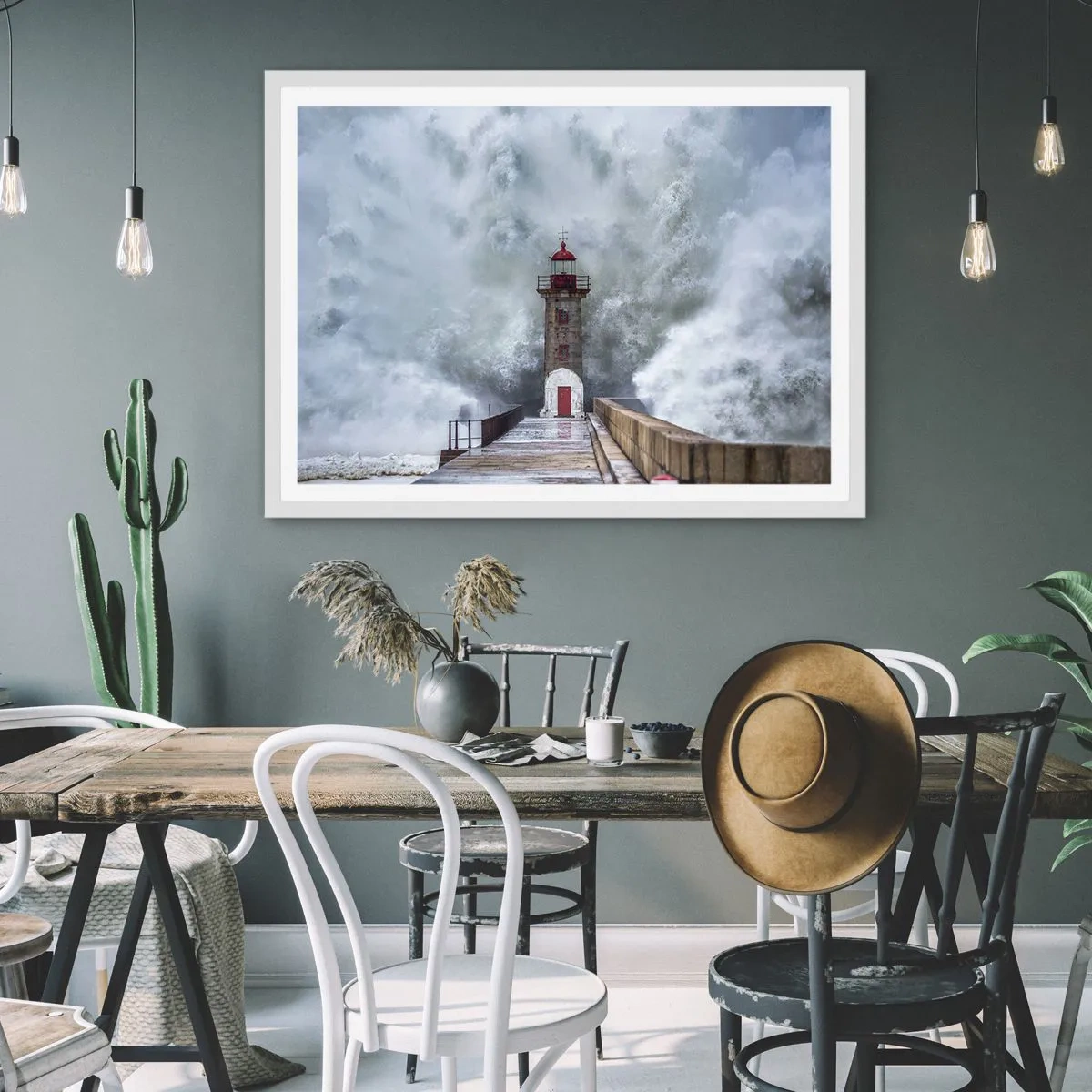 Affiche dans un cadre blanc - Poster - Le rugissement des eaux, le bruit soufflera - 100x70 cm