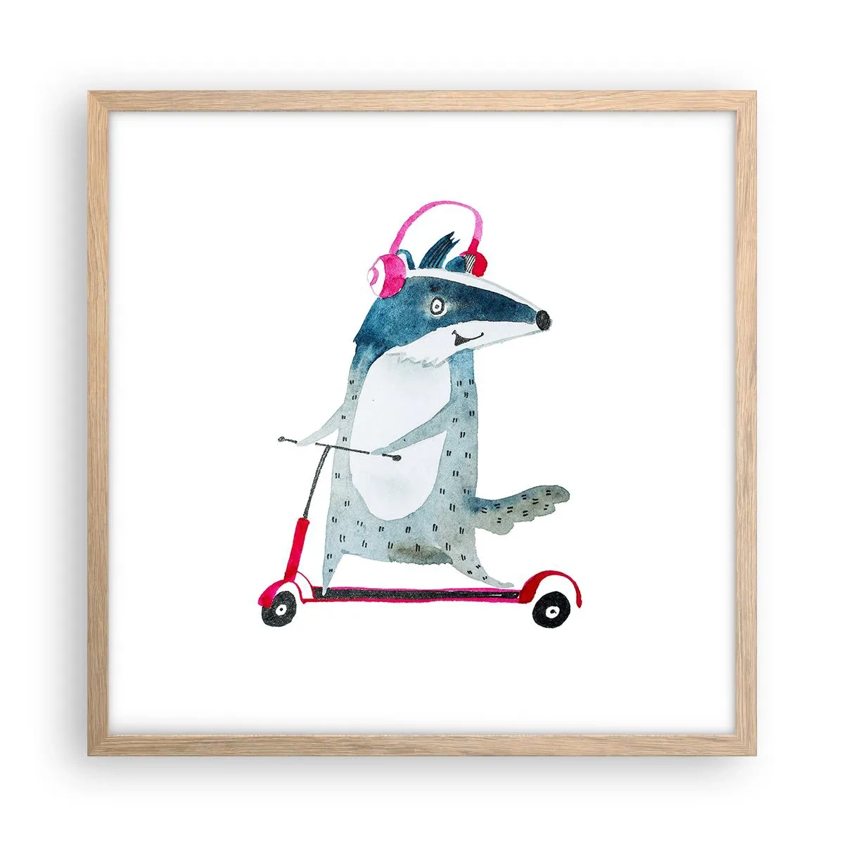 Affiche dans un chêne clair - Poster - La joie du blaireau - 50x50 cm