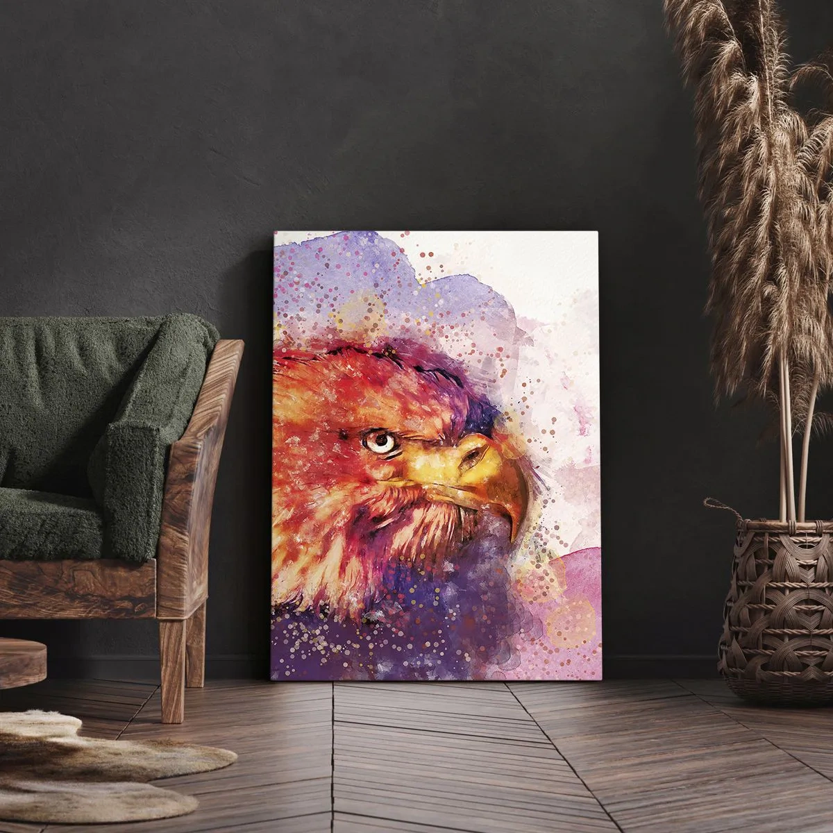 Impression sur toile - Image sur toile - Portrait d'un aigle aux couleurs aquarelles artistiques - 80x120cm - Tu ne veux pas savoir à quoi je pense - Décoration murale moderne pour le salon et la chambre ARTTOR