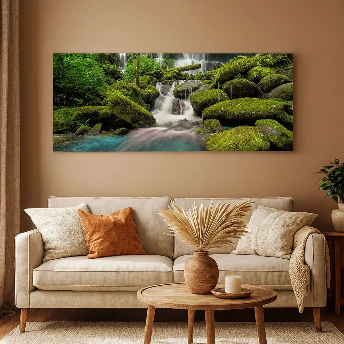 Impression sur toile - Image sur toile - Turquoise, saphirs et argent liquide - 100x40 cm