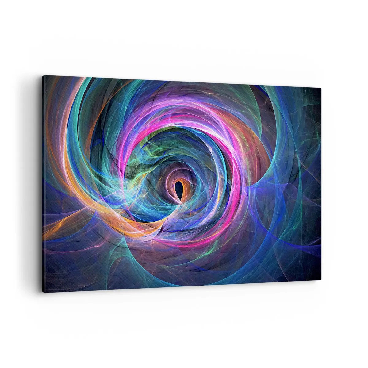 Impression sur toile - Image sur toile - Un tourbillon abstrait de couleurs dans des tons de violet, de rose et de bleu. - 100x70cm - Où m'emmènes-tu ? - Décoration murale moderne pour le salon et la chambre ARTTOR