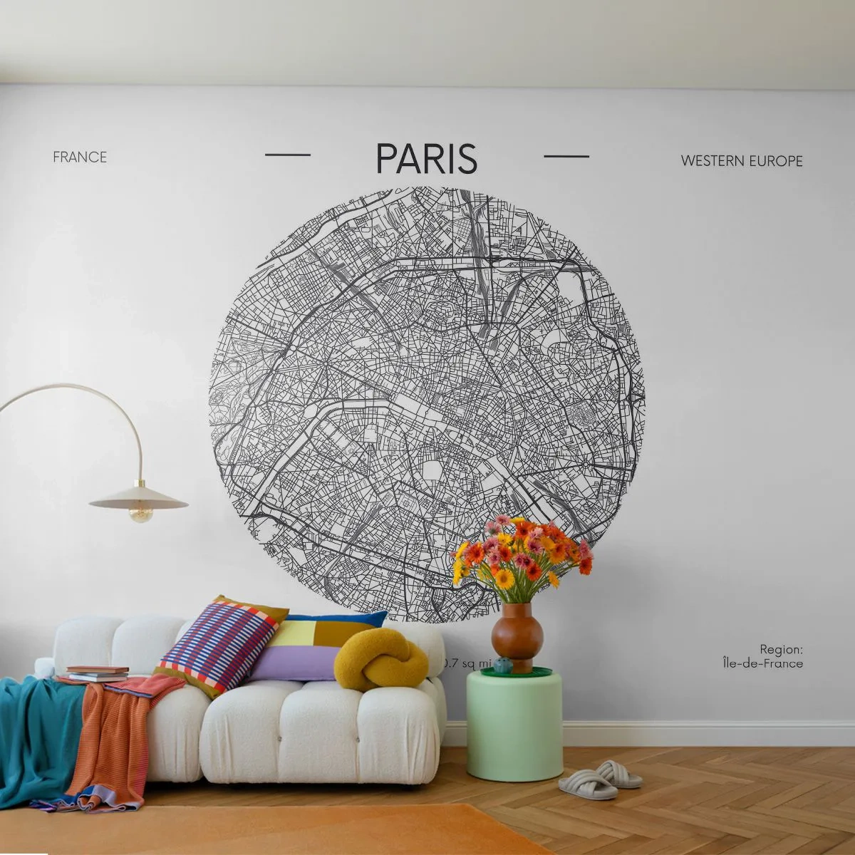Papier Peint Photo Premium Canvas - Anatomie de Paris - Carte, Paris, France - 250x175 cm