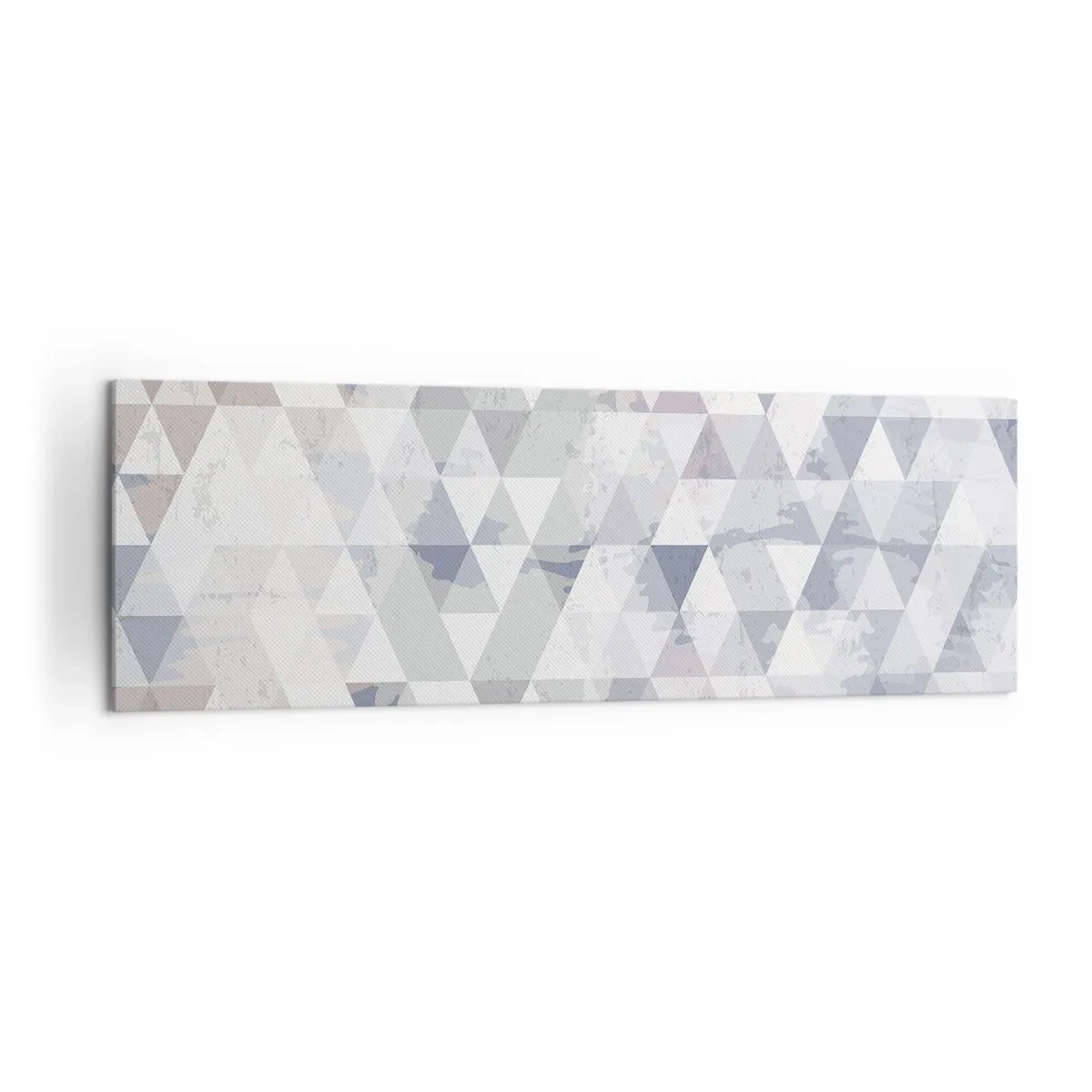 Impression sur toile - Image sur toile - Motif géométrique triangulaire dans des tons pastel - 160x50cm - En rythme de trois - Décoration murale moderne pour le salon et la chambre ARTTOR