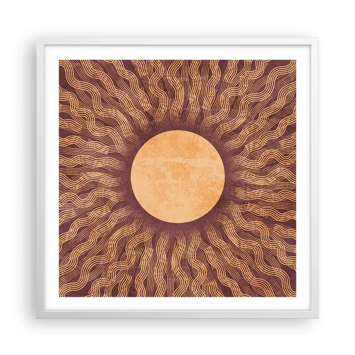 Affiche dans un cadre blanc - Poster - Icône du soleil - 60x60 cm