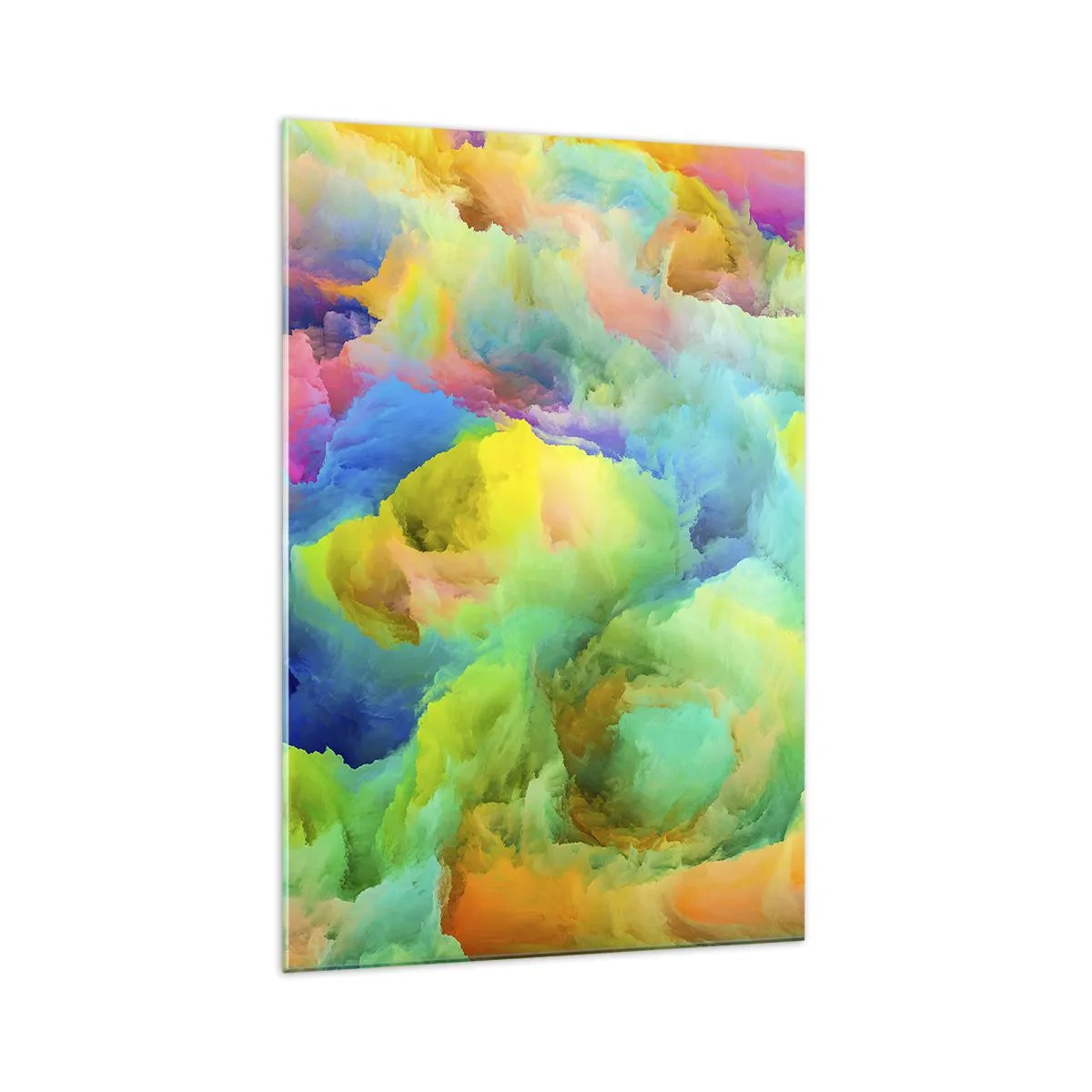 Impression sur verre - Image sur verre - Composition abstraite aux couleurs de l'arc-en-ciel - 70x100cm - Plumule arc-en-ciel - Décoration murale moderne pour le salon et la chambre ARTTOR