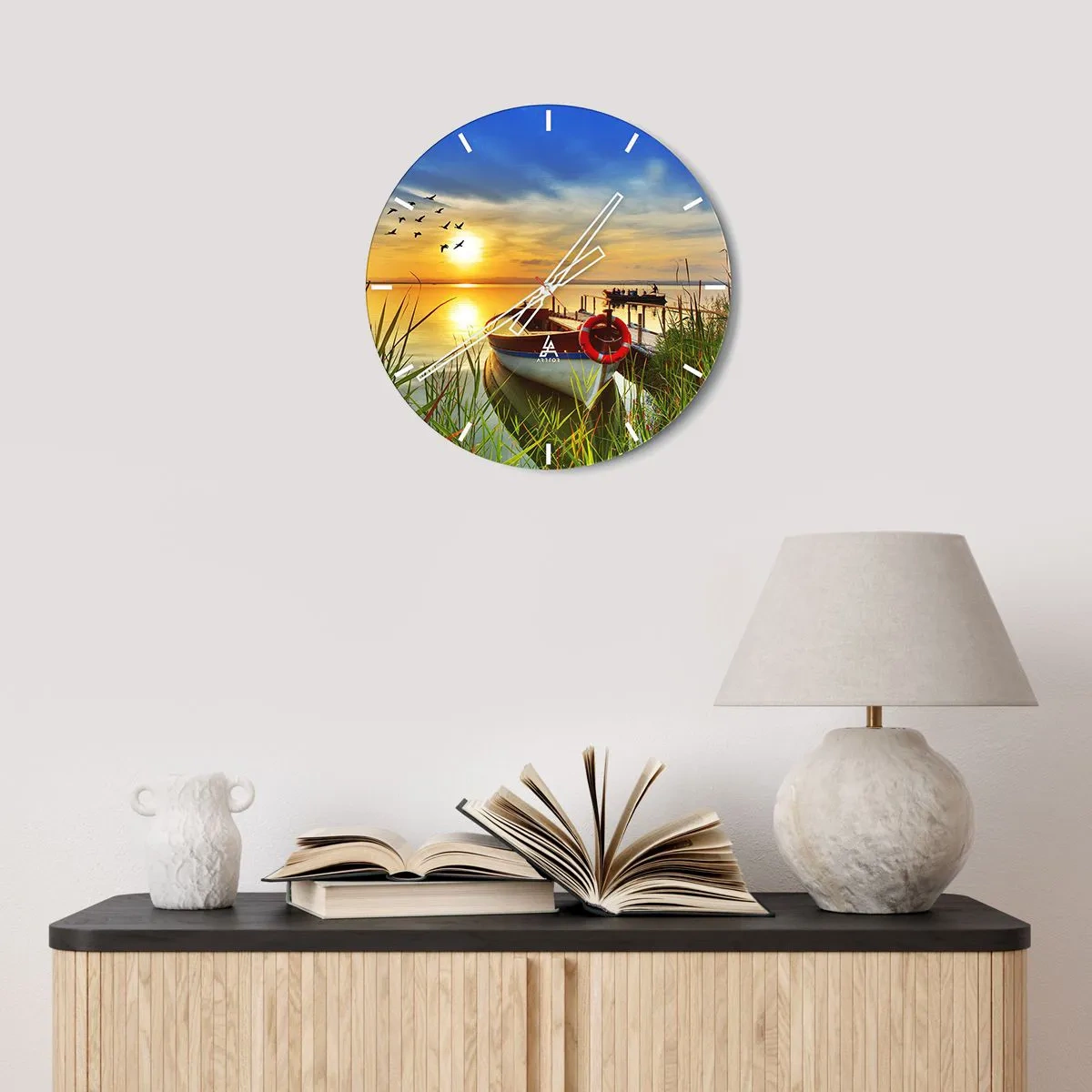 Horloge murale - Pendule murale - Les cormorans s'envolent déjà - 30x30 cm