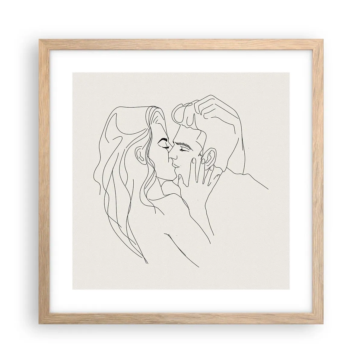 Affiche dans un chêne clair - Poster - Enlacé de sentiment - 40x40 cm
