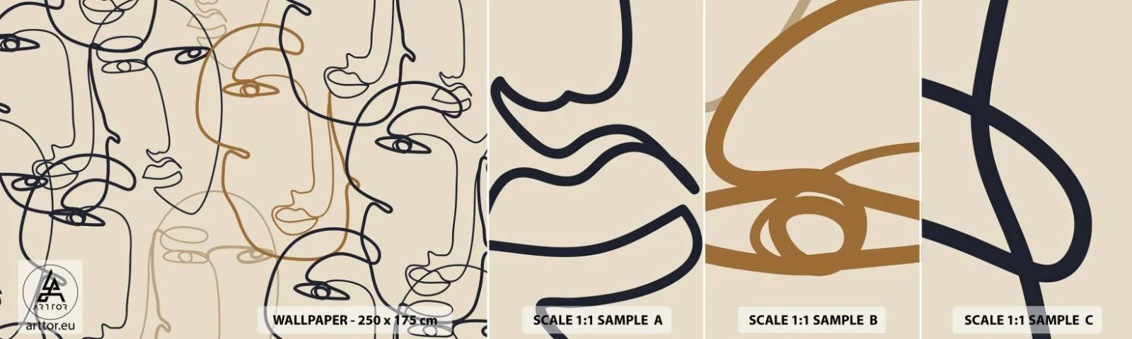 Échantillon de Papier Peint Autocollant Deluxe Sticker - Portrait multiplié - Abstraction, Affronter, Graphique - 100x30 cm