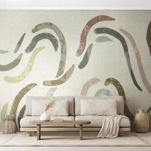 Papier Peint Photo Premium Sand - Vagues abstraites colorées sur fond clair - 100x70cm - Une joyeuse danse de l'abstraction - Décoration murale moderne pour le salon et la chambre ARTTOR