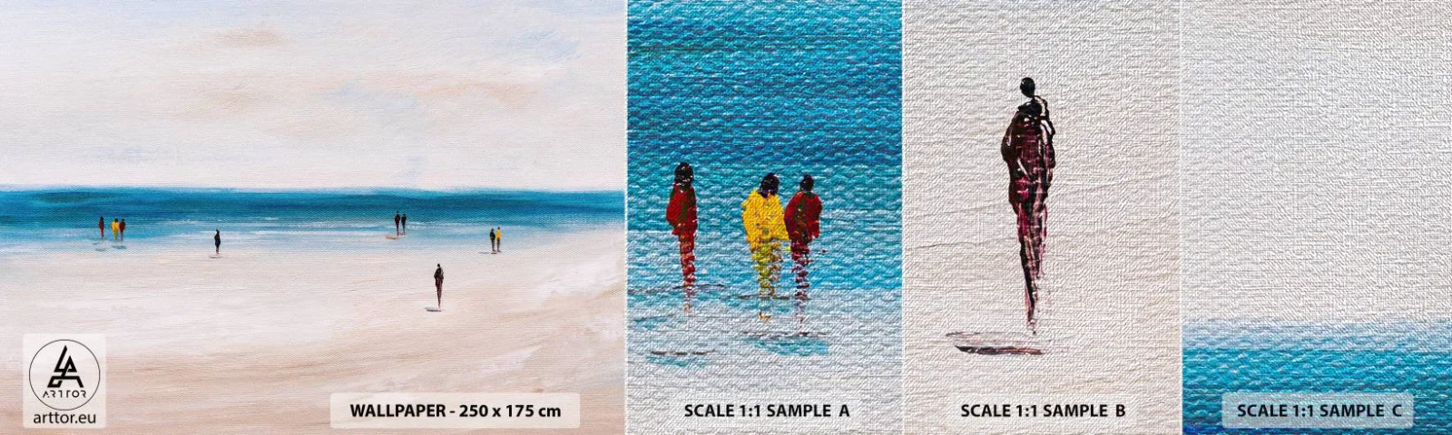Échantillon de Papier Peint Premium Canvas - Un besoin naturel - Plage, Personnes, Minimalisme - 100x30 cm