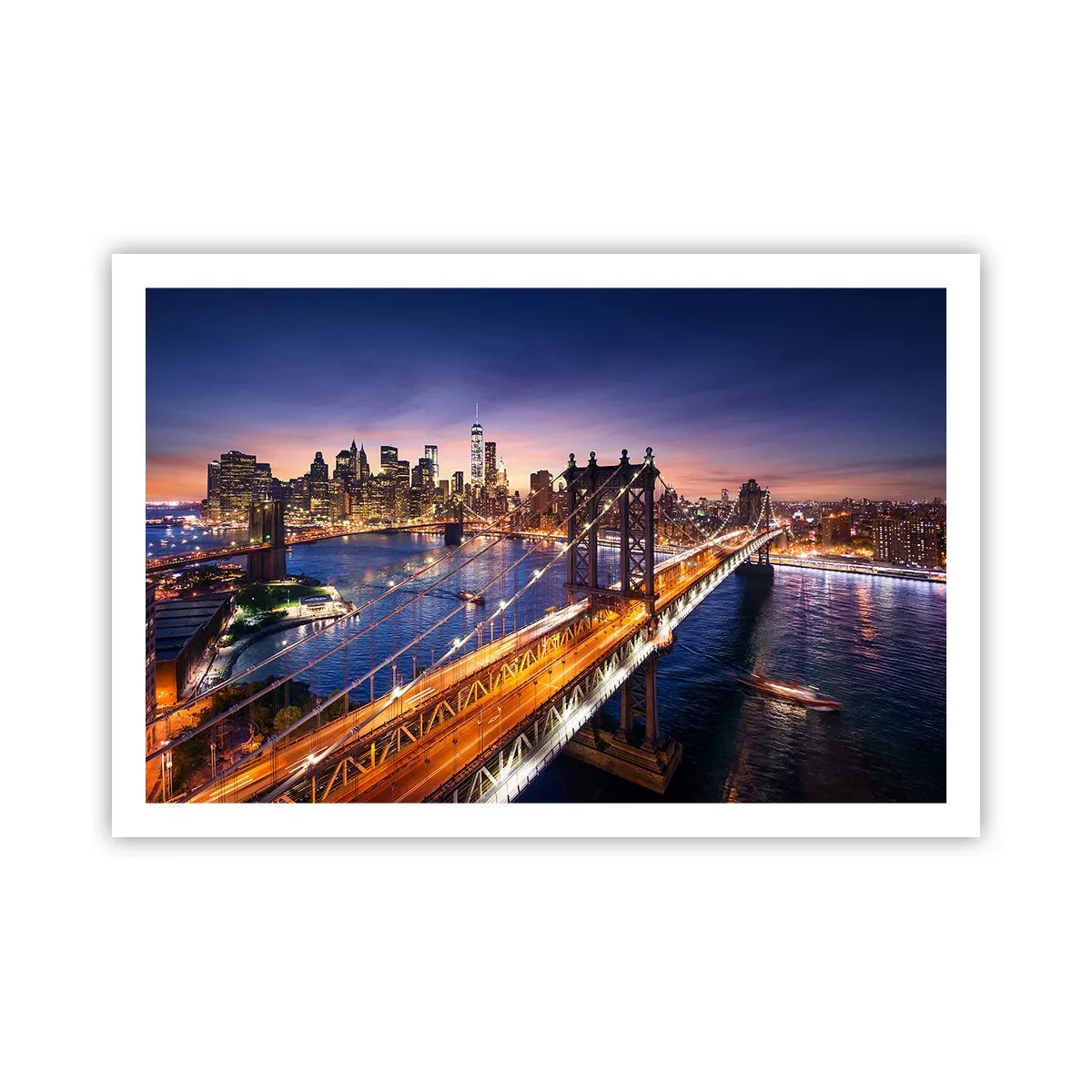 Affiche - Poster - Un pont lumineux au cœur de la ville - 91x61 cm