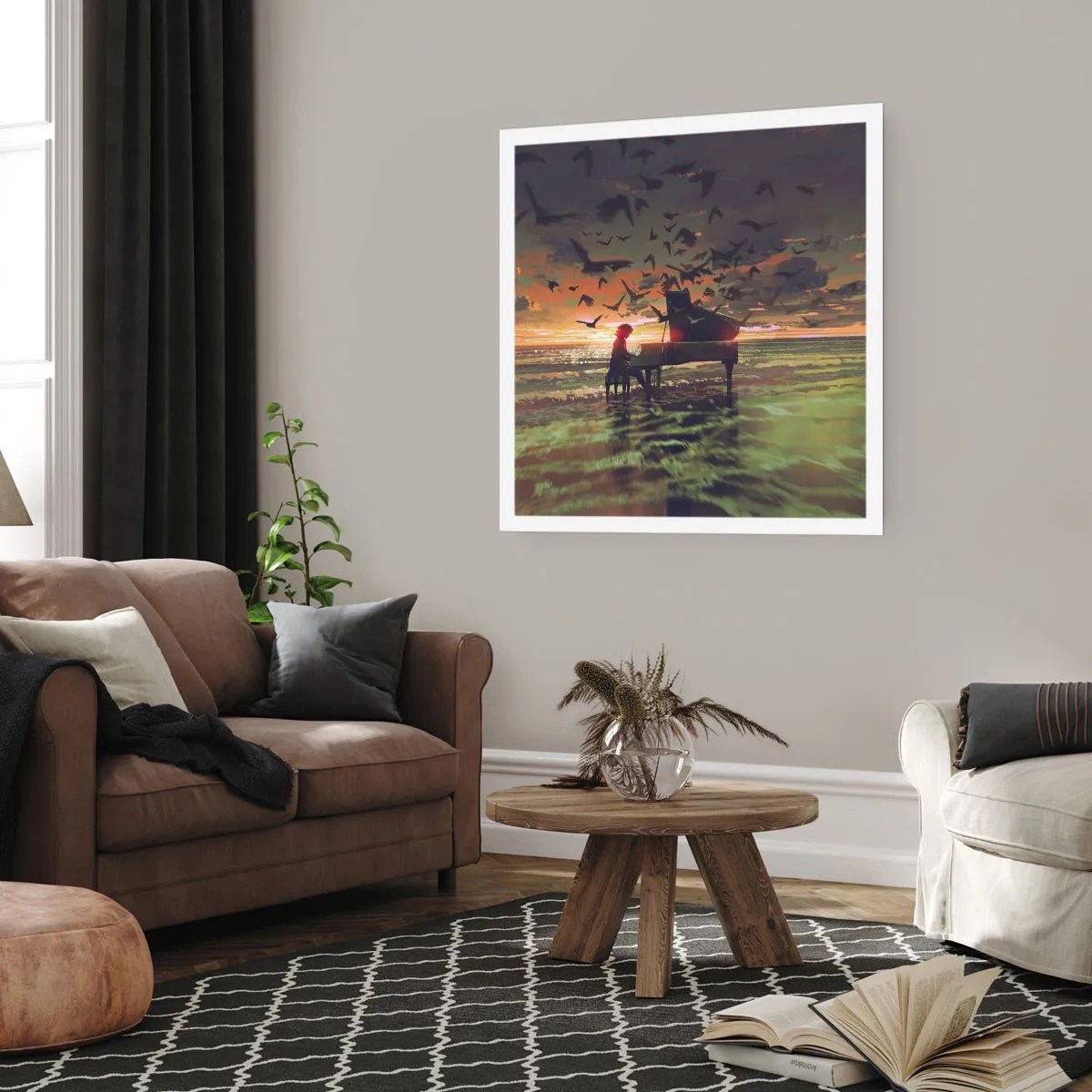 Affiche - Poster - Concert pour piano et vagues - 50x50 cm