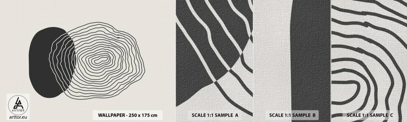 Échantillon de Papier Peint Premium Canvas - Durabilité et oscillation - Abstraction, Morceau, Graphique - 100x30 cm