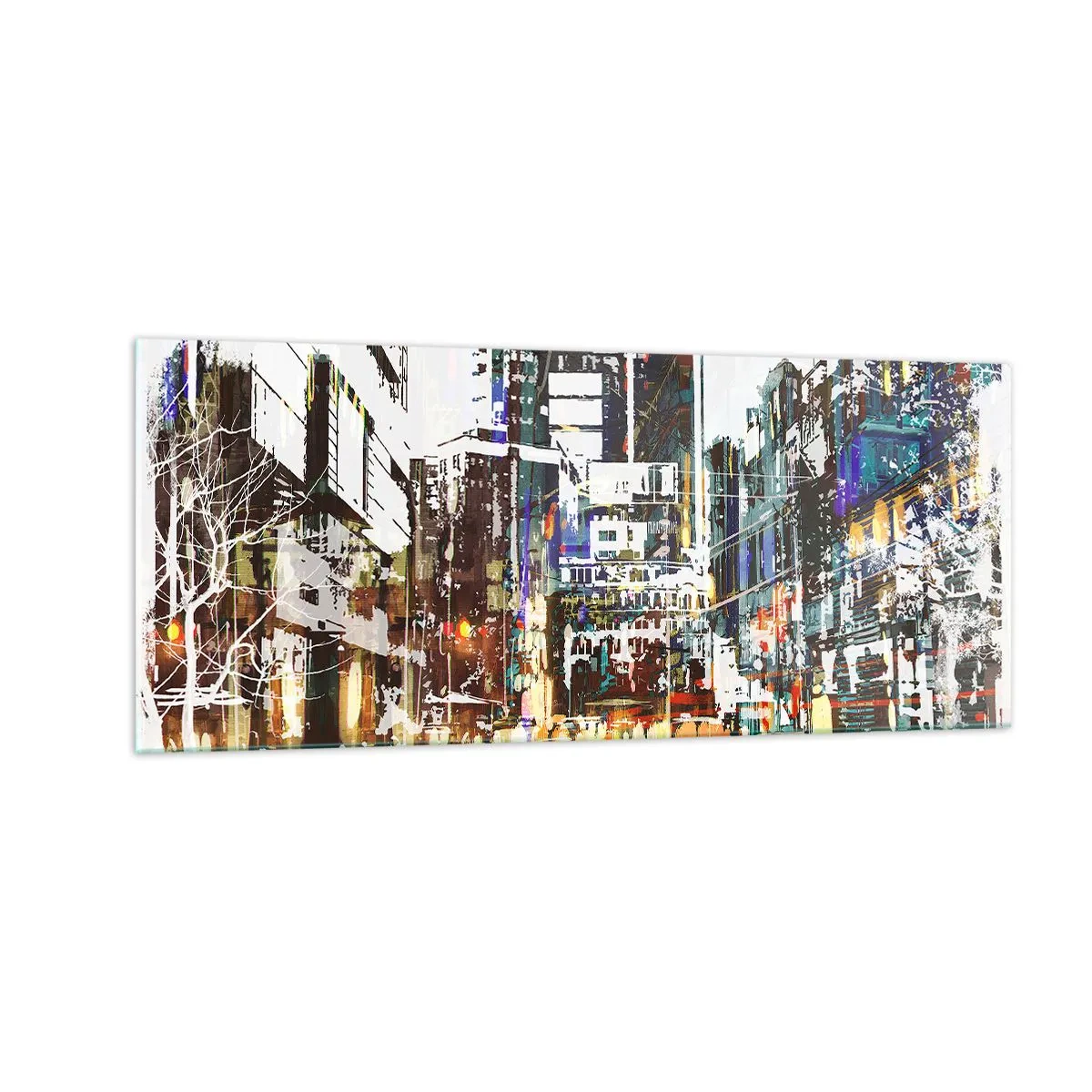 Impression sur verre - Image sur verre - Une ville chatoyante - 100x40 cm