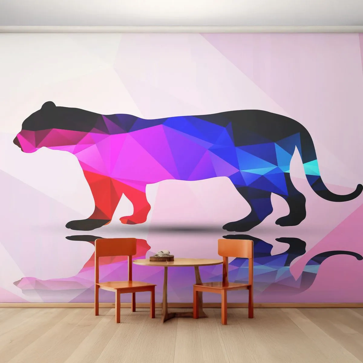 Papier Peint Photo Premium Canvas - Panthère de diamant - Animaux, Panthère, Figure géométrique - 250x175 cm