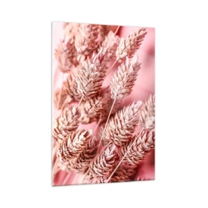 Impression sur verre - Image sur verre - Épis de maïs séchés dans des tons de rose sur fond pastel - 50x70cm - Une cascade florale en rose - Décoration murale moderne pour le salon et la chambre ARTTOR