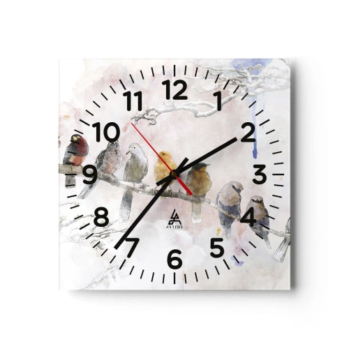Horloge murale - Pendule murale - Rencontre ailée - 40x40 cm
