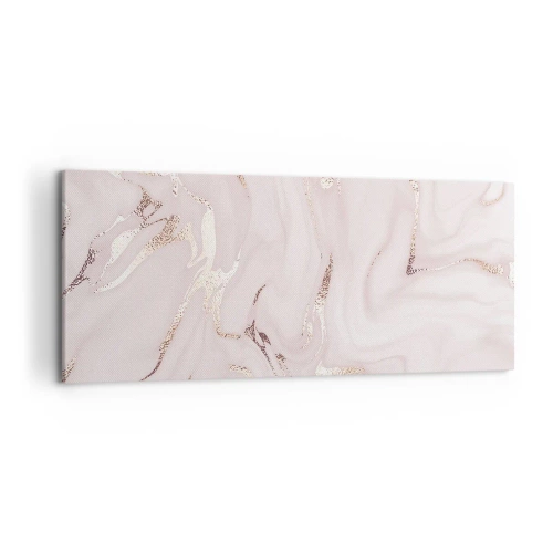Impression sur toile - Image sur toile - Abstraction élégante dans des tons de rose et d'or - 120x50cm - Dans un châle rose - Décoration murale moderne pour le salon et la chambre ARTTOR
