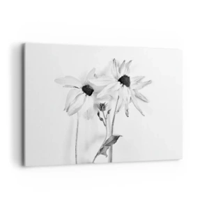 Impression sur toile - Image sur toile - Fleurs noires et blanches avec une composition subtile - 100x70cm - Personne ne souhaite être seul - Décoration murale moderne pour le salon et la chambre ARTTOR