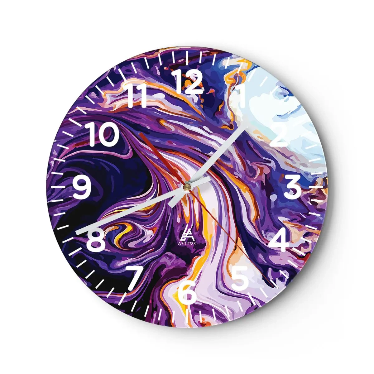 Horloge murale - Pendule murale - La courbure de l'espace en violet - 40x40 cm
