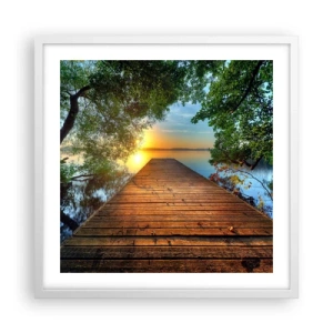 Affiche dans un cadre blanc - Poster - Prenez votre temps, asseyez-vous - 50x50 cm