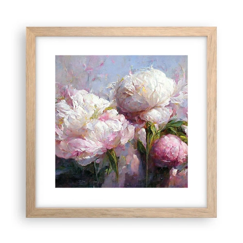 Affiche dans un chêne clair - Poster - Un bouquet plein de vie - 30x30 cm