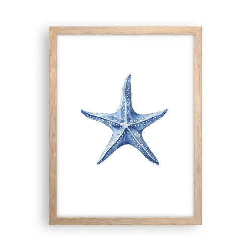 Affiche dans un chêne clair - Poster - Étoile de mer - 30x40 cm