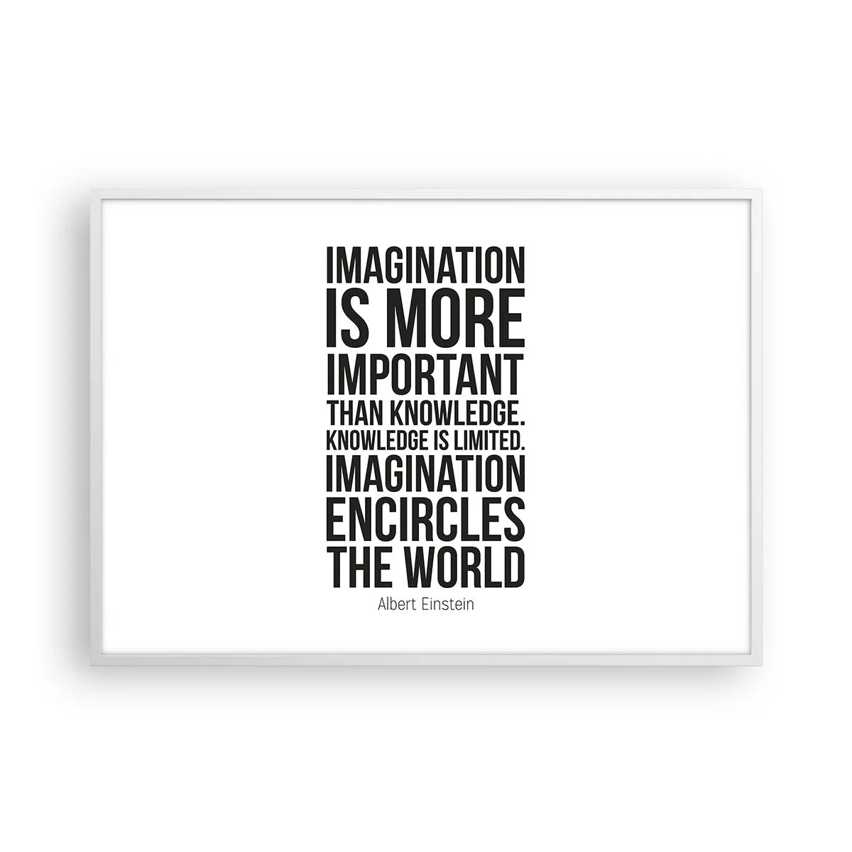 Affiche dans un cadre blanc - Poster - Einstein sur le pouvoir de l'imagination - 100x70 cm