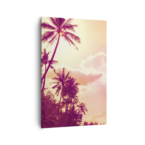 Impression sur toile - Image sur toile - Palmiers illuminés par le soleil couchant dans un ciel tropical - 80x120cm - Tu dois choisir - Décoration murale moderne pour le salon et la chambre ARTTOR