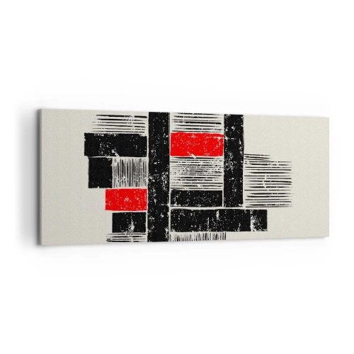Impression sur toile - Image sur toile - Composition géométrique abstraite en noir et rouge - 120x50cm - En rouge et noir - Décoration murale moderne pour le salon et la chambre ARTTOR
