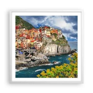 Affiche dans un cadre blanc - Poster - Un groupe embrassant les rochers - 60x60 cm