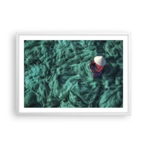 Affiche dans un cadre blanc - Poster - Dans une mer de filet - 70x50 cm