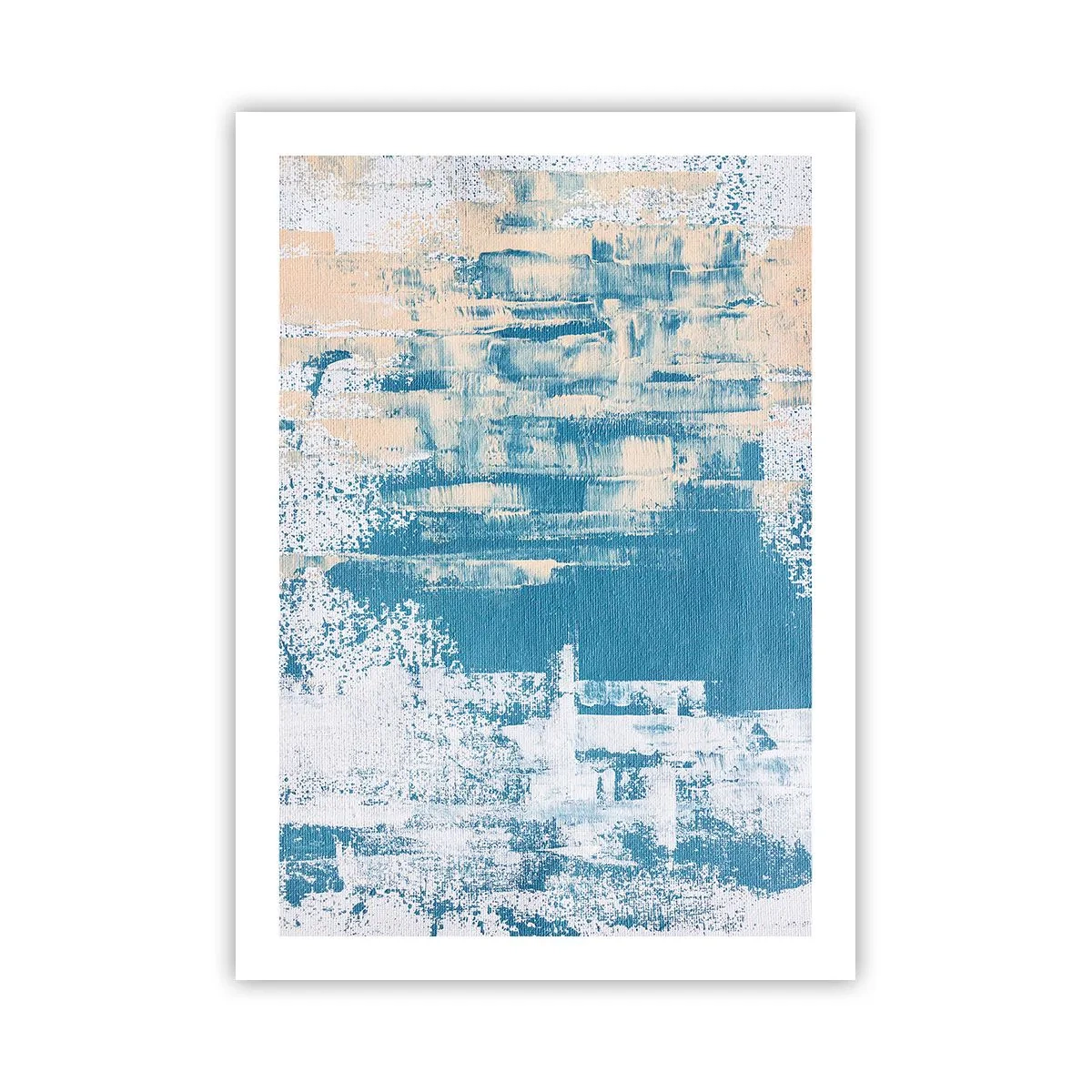 Affiche - Poster - Texture abstraite dans les tons de bleu et de beige - 50x70cm - À travers un iceberg - Décoration murale moderne pour le salon et la chambre ARTTOR
