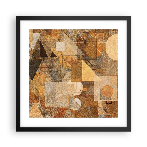Affiche dans un cadre noir - Poster - Étude cubique de marron - 40x40 cm