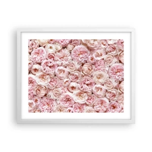 Affiche dans un cadre blanc - Poster - Un lit de roses - 50x40 cm